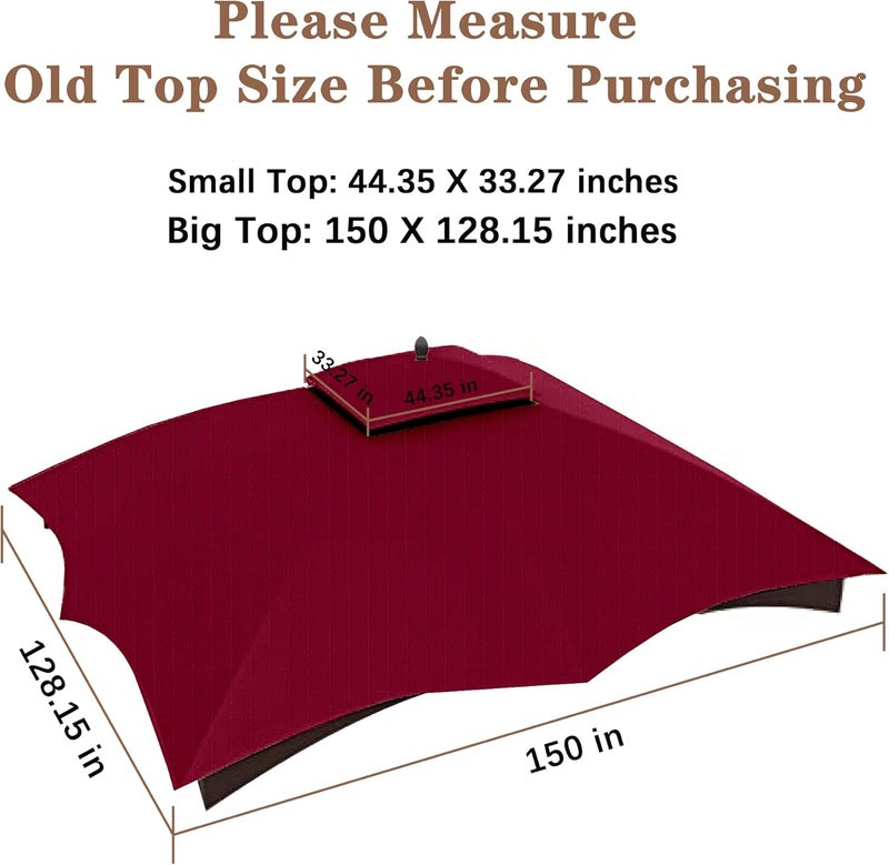 SCOCANOPY Burgundy Ripstop Replacement Roof for Lowe's Allen Roth 10X12 Gazebo Model #GF-12S004B-1/ GF-12S004BTO/TPGAZ17-002C - Image 3
